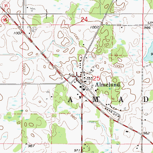 Topographic Map of Almelund Fire and Rescue, MN