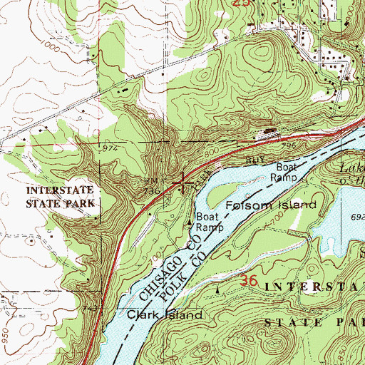 Topographic Map of Glacial Potholes Historical Marker, MN