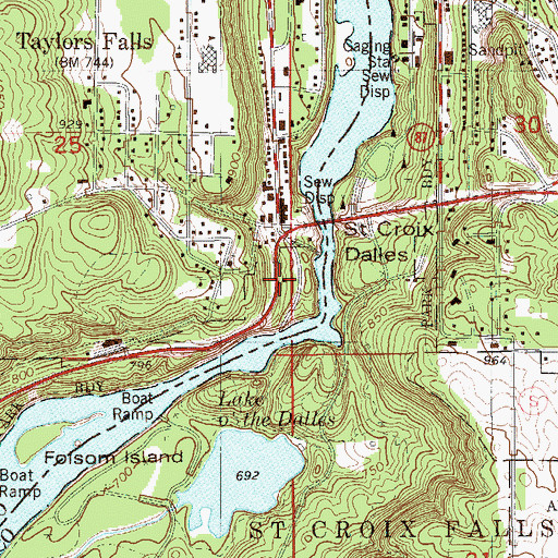 Topographic Map of Taylor Falls Wayside Park, MN