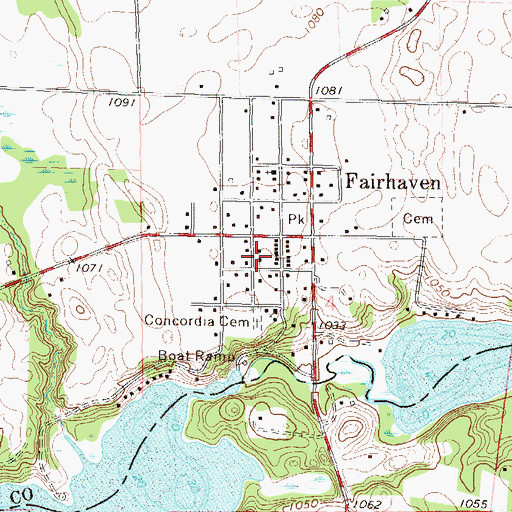 Topographic Map of Fair Haven Christian Church, MN