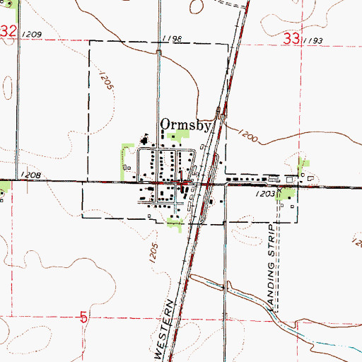Topographic Map of Ormsby (historical), MN