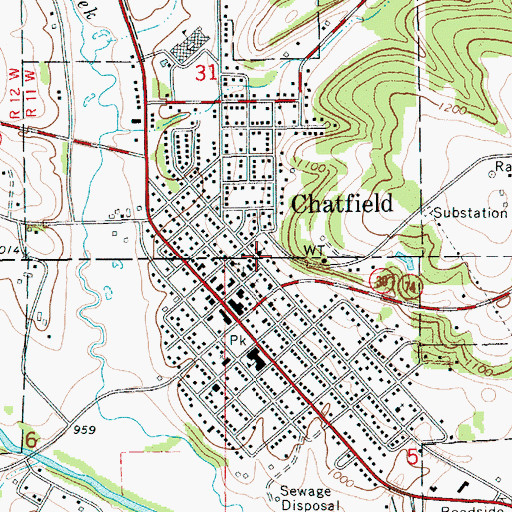 Topographic Map of Chatfield United Methodist Church, MN