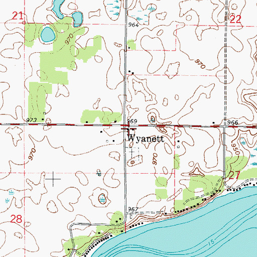 Topographic Map of Wyanett Post Office (historical), MN