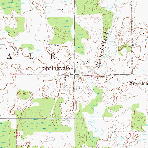 Topographic Map of Spring Vale Post Office (historical), MN