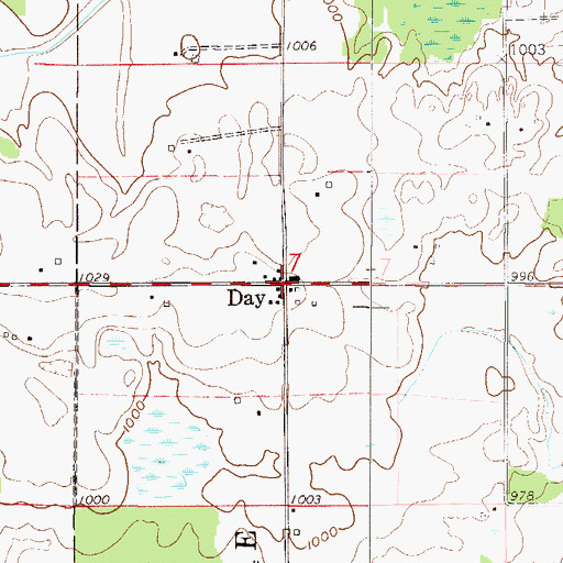 Topographic Map of Day Post Office (historical), MN