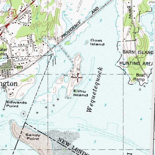 Topographic Map of Elihu Island, CT