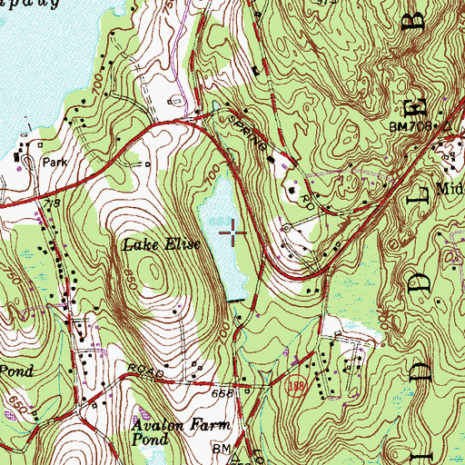 Topographic Map of Lake Elise, CT