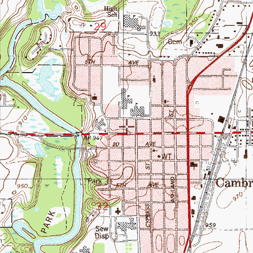 Topographic Map of Cambridge Health Care Center, MN