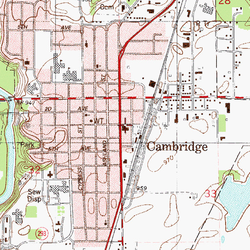 Topographic Map of First Baptist Church, MN