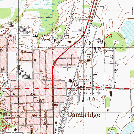 Topographic Map of Cambridge City Hall, MN