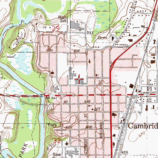 Topographic Map of Minnesota Center School, MN