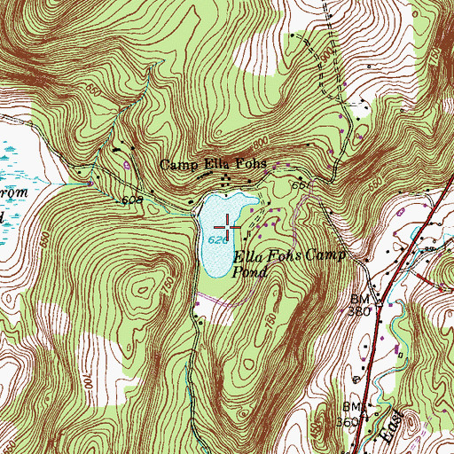Topographic Map of Ella Fohs Camp Pond, CT