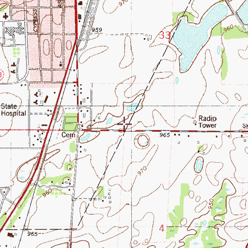Topographic Map of Peterson Park, MN