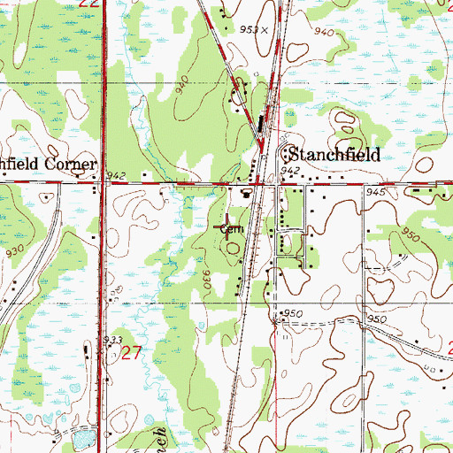 Topographic Map of Stanchfield Baptist Cemetery, MN