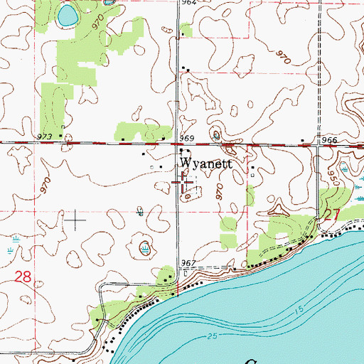 Topographic Map of Wyanett Free Church Cemetery, MN