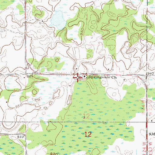 Topographic Map of Springvale Baptist Church Cemetery, MN