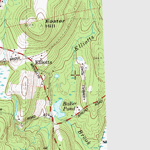 Topographic Map of Elliotts Brook, CT