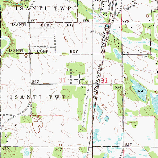 Topographic Map of Isanti Tot Lot, MN