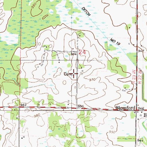 Topographic Map of Big Meadows Cemetery, MN