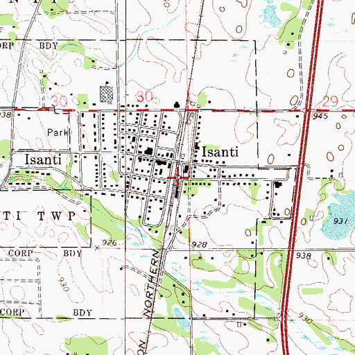 Topographic Map of Isanti, MN