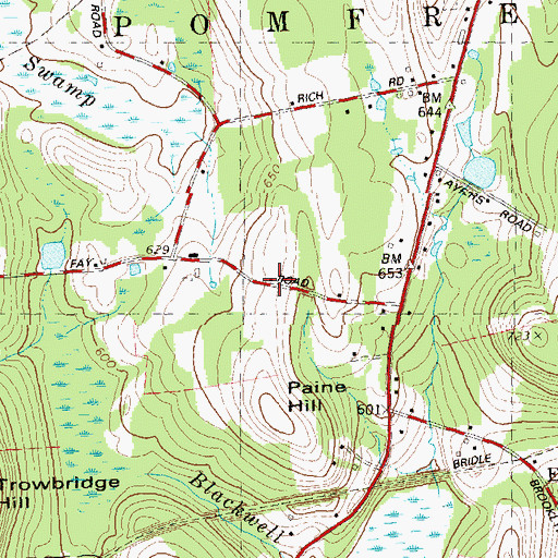Topographic Map of Elliotts School, CT