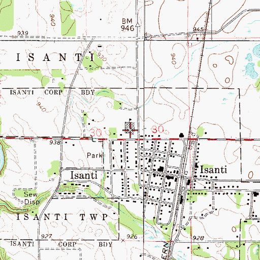 Topographic Map of Isanti Elementary School, MN