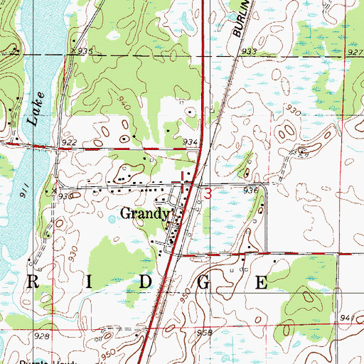 Topographic Map of Grandy Post Office, MN