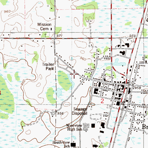 Topographic Map of Braham Evangelical Lutheran Church, MN
