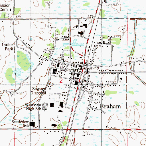 Topographic Map of Braham Police Department, MN