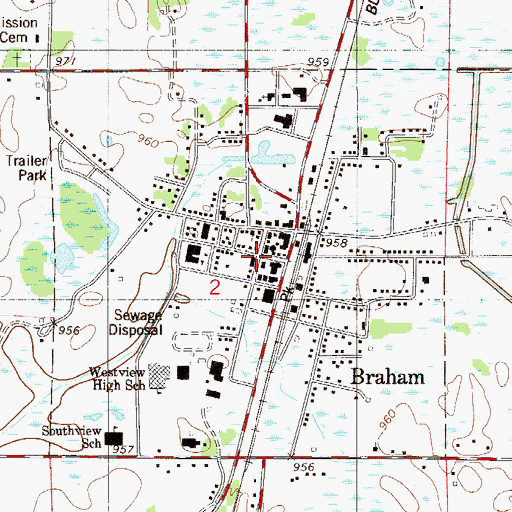 Topographic Map of Braham City Hall, MN