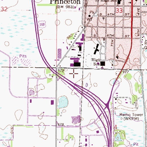 Topographic Map of Fairview Northland Medical Center, MN