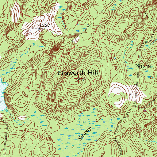 Topographic Map of Ellsworth Hill, CT