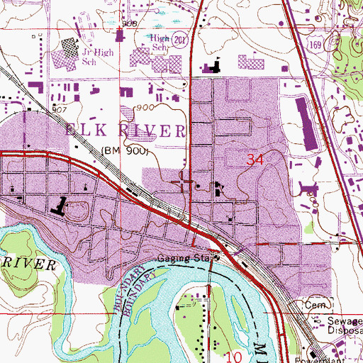 Topographic Map of Elk River Fire Department Station 1 and Ambulance Service, MN