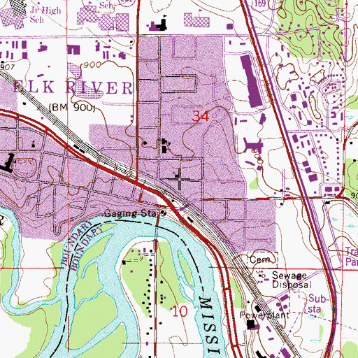 Topographic Map of Elk River Post Office, MN