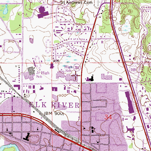 Topographic Map of Elk River City Arena, MN