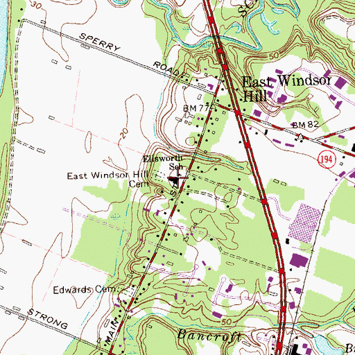 Topographic Map of Ellsworth School, CT