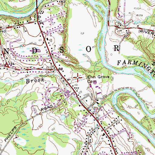 Topographic Map of Elm Grove Cemetery, CT