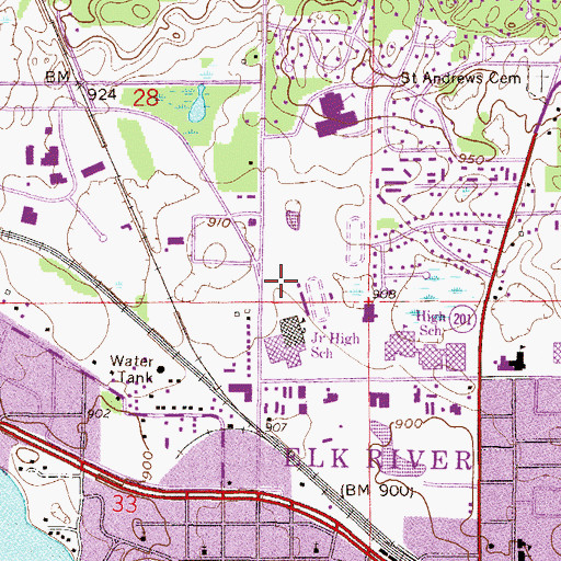 Topographic Map of Vanden Berge Junior High School, MN