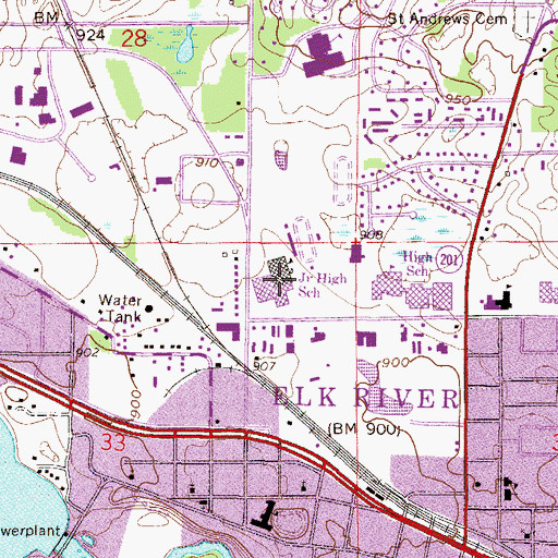Topographic Map of Ivan Sand Community School, MN