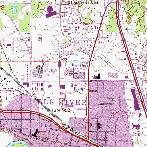 Topographic Map of Elk River Senior High School, MN