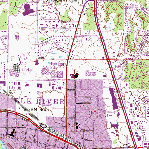 Topographic Map of Lincoln Elementary School, MN