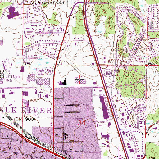 Topographic Map of Parker Elementary School, MN