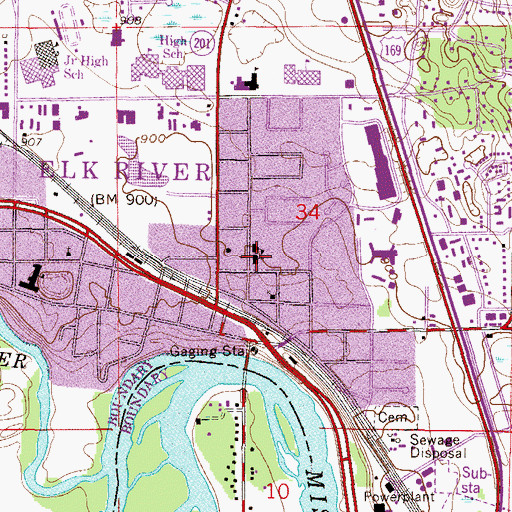 Topographic Map of Saint Andrew's School, MN