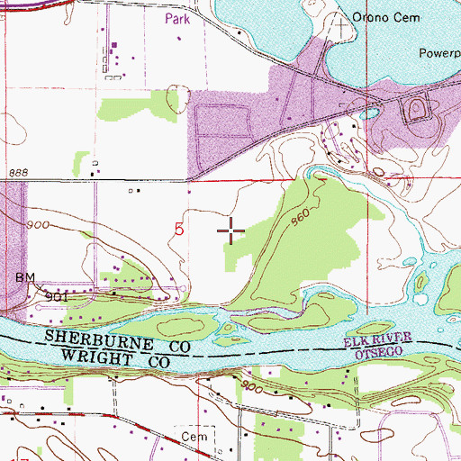 Topographic Map of Mississippi Oaks Park, MN