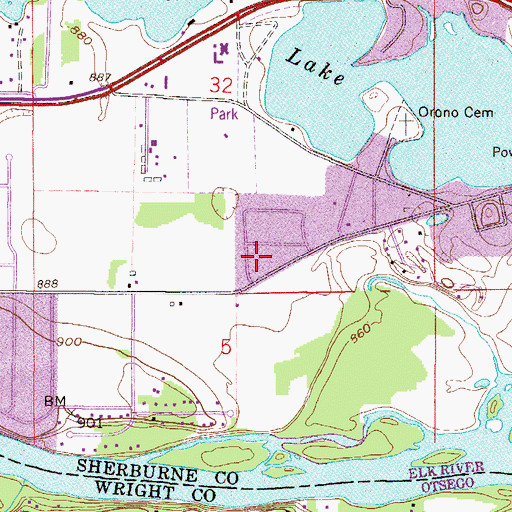 Topographic Map of Fresno Park, MN