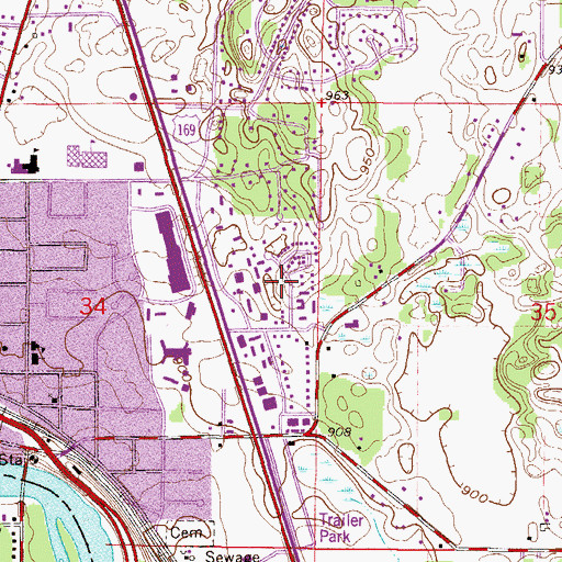 Topographic Map of Barrington Park, MN