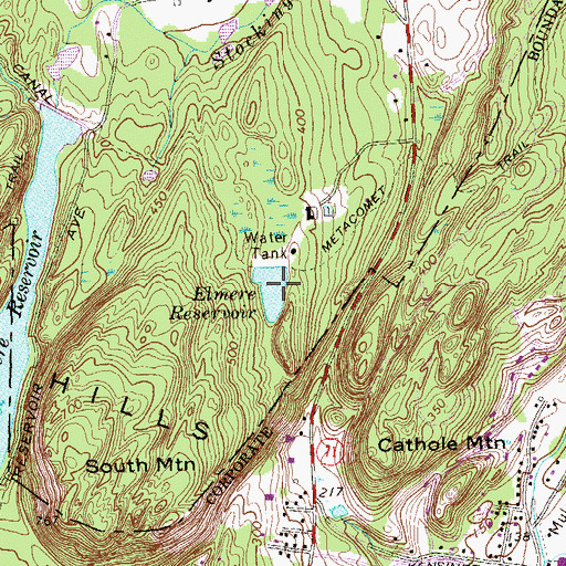 Topographic Map of Elmere Reservoir, CT