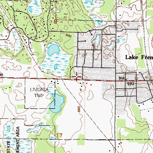 Topographic Map of Saint John Lutheran Church, MN