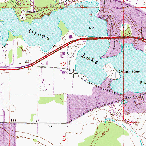 Topographic Map of Orono Park, MN