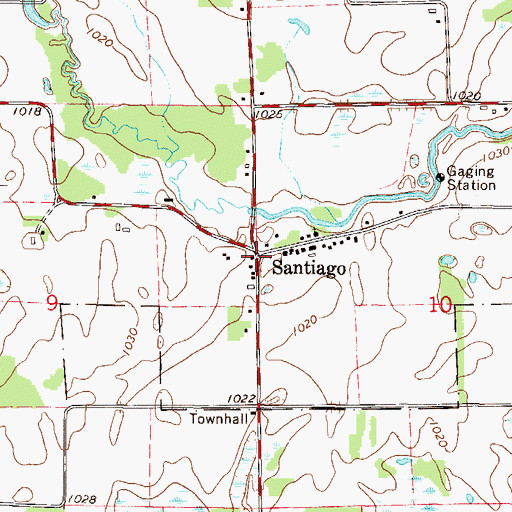 Topographic Map of Santiago Post Office, MN